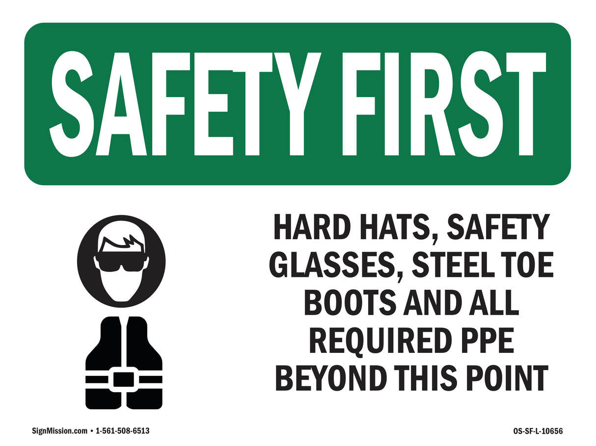 Hard Hats, Safety Goggles And With Symbol