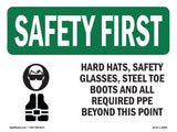 Hard Hats, Safety Goggles And With Symbol