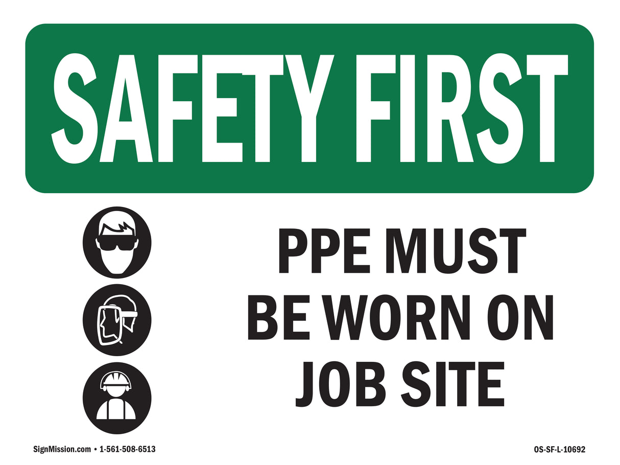 PPE Must Be Worn On Job Site With Symbol