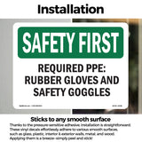 Required PPE Rubber Gloves And