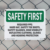 Required PPE Hard Hat, Safety