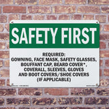 Required- Gowning Face Mask, Safety Glasses,