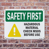 Hazardous Material Check MSDS Before