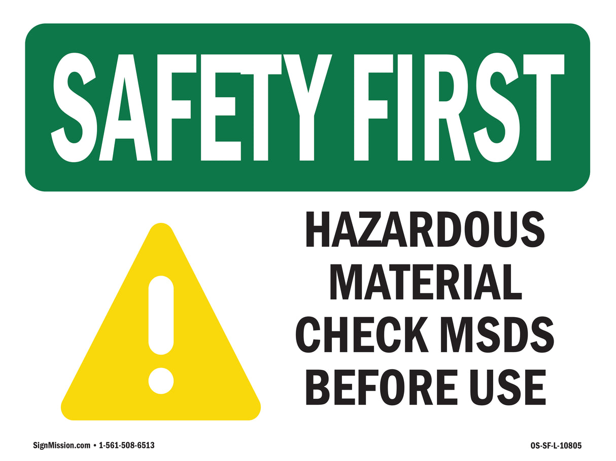 Hazardous Material Check MSDS Before
