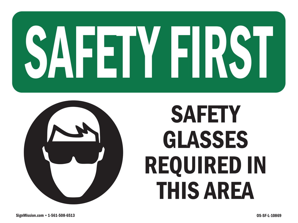 Safety Glasses Required Area Bilingual