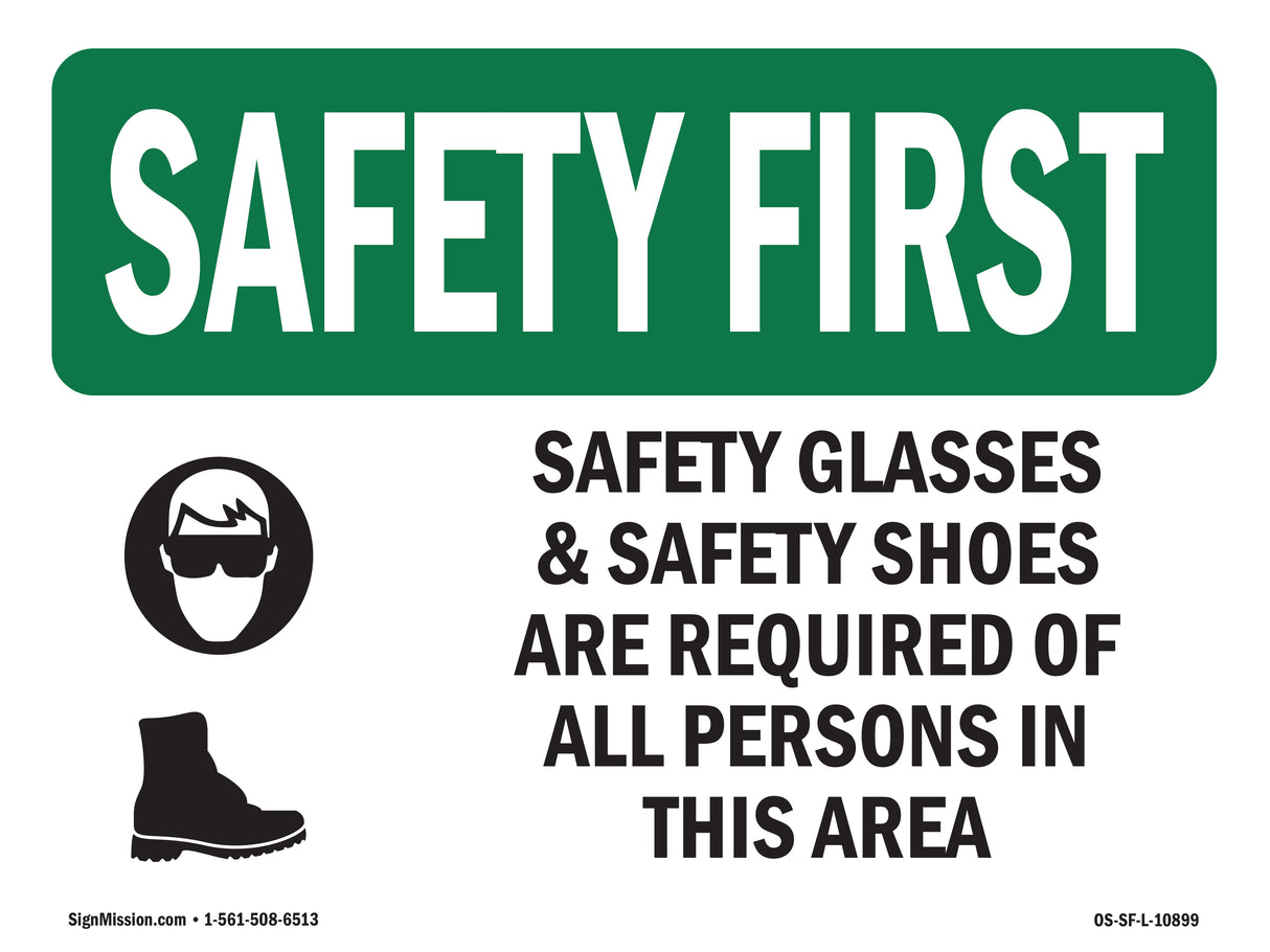 Safety Glasses & Safety Shoes With Symbol