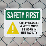 Safety Glasses & Vests Must With Symbol