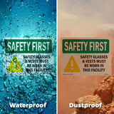 Safety Glasses & Vests Must With Symbol