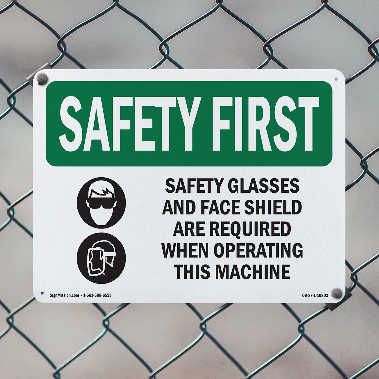 Safety Glasses And Face Shield With Symbol