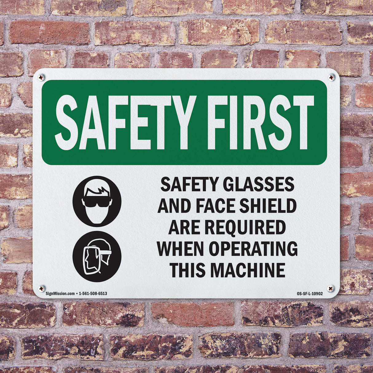 Safety Glasses And Face Shield With Symbol