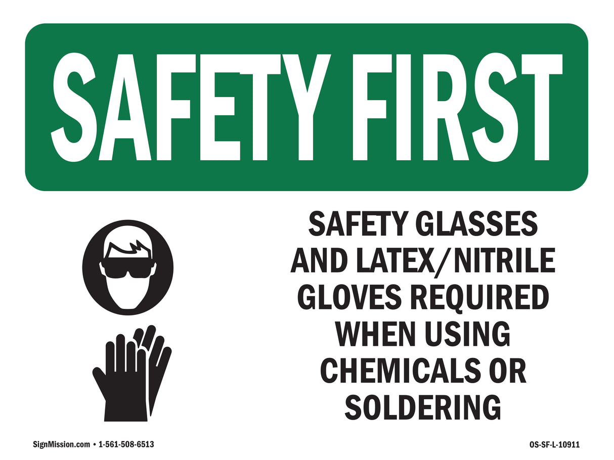 Safety Glasses And Latex Nitrile With Symbol