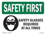 Safety Glasses Required At All Times With Symbol