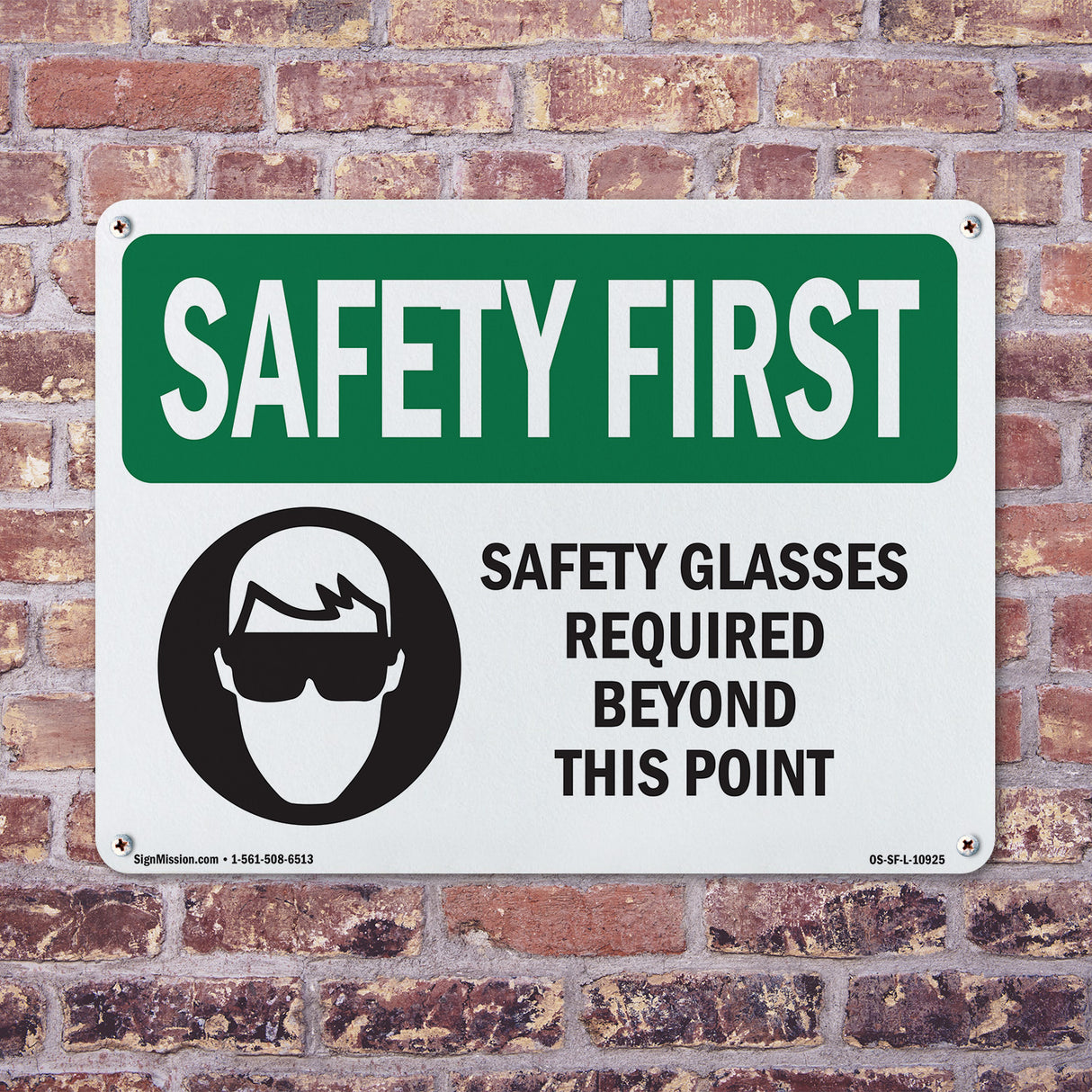 Safety Glasses Required Beyond With Symbol