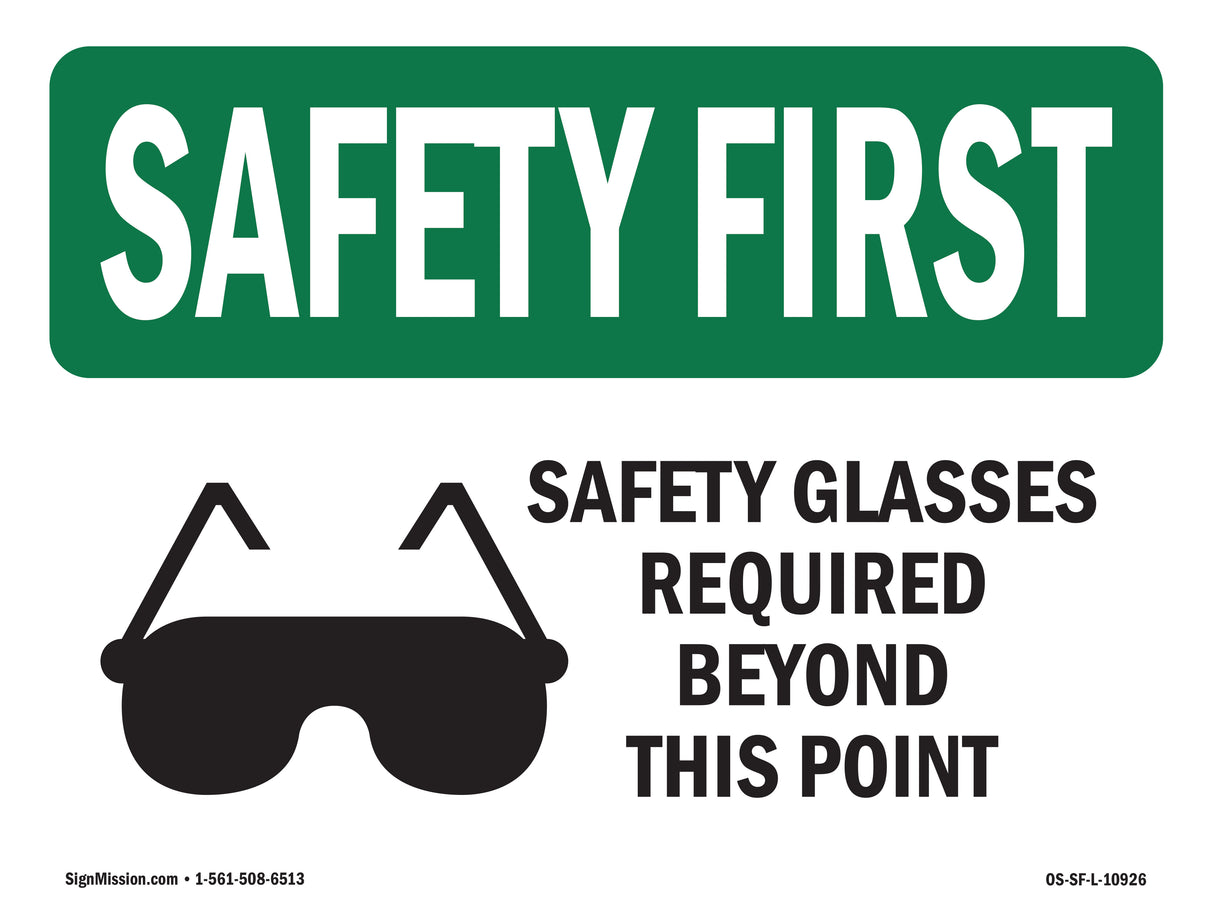 Safety Glasses Required Beyond With Symbol