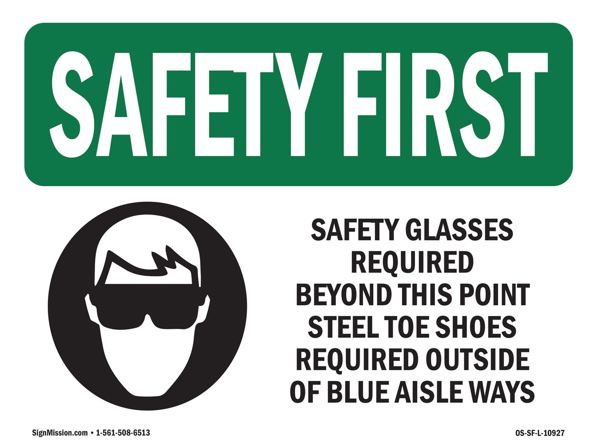 Safety Glasses Required Beyond With Symbol