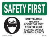 Safety Glasses Required Beyond With Symbol