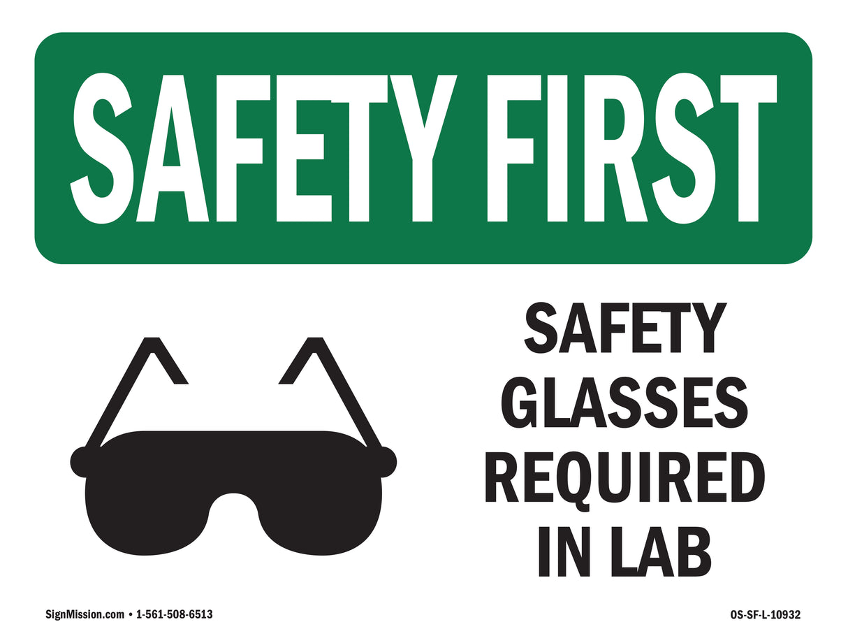 Safety Glasses Required In Lab With Symbol