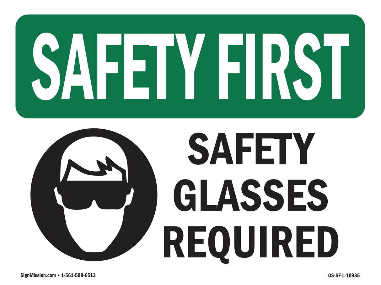 Safety Glasses Required With Symbol