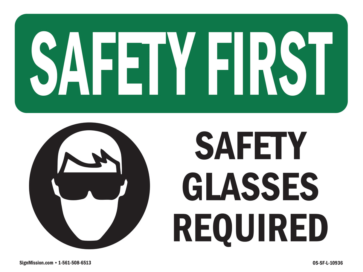 Safety Glasses Required With Symbol