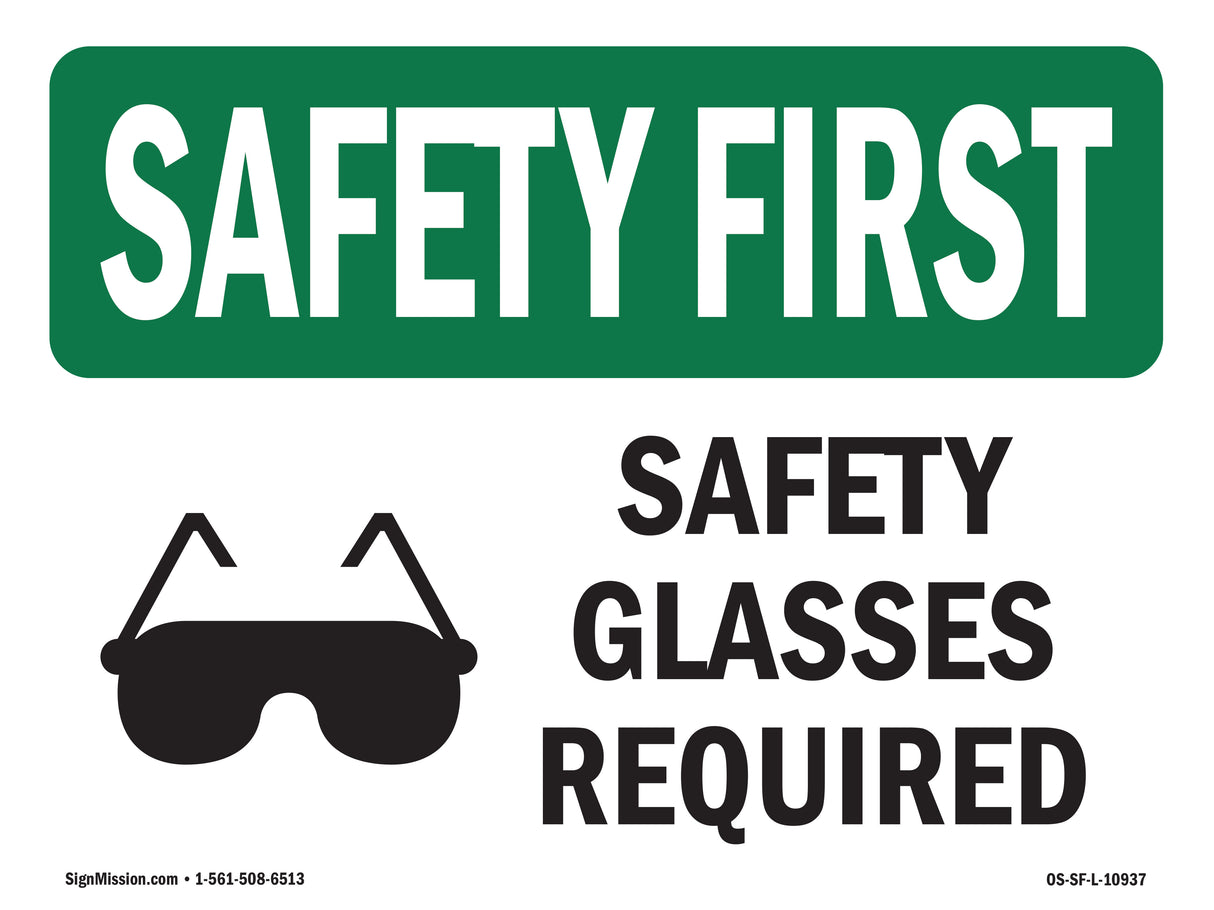 Safety Glasses Required With Symbol