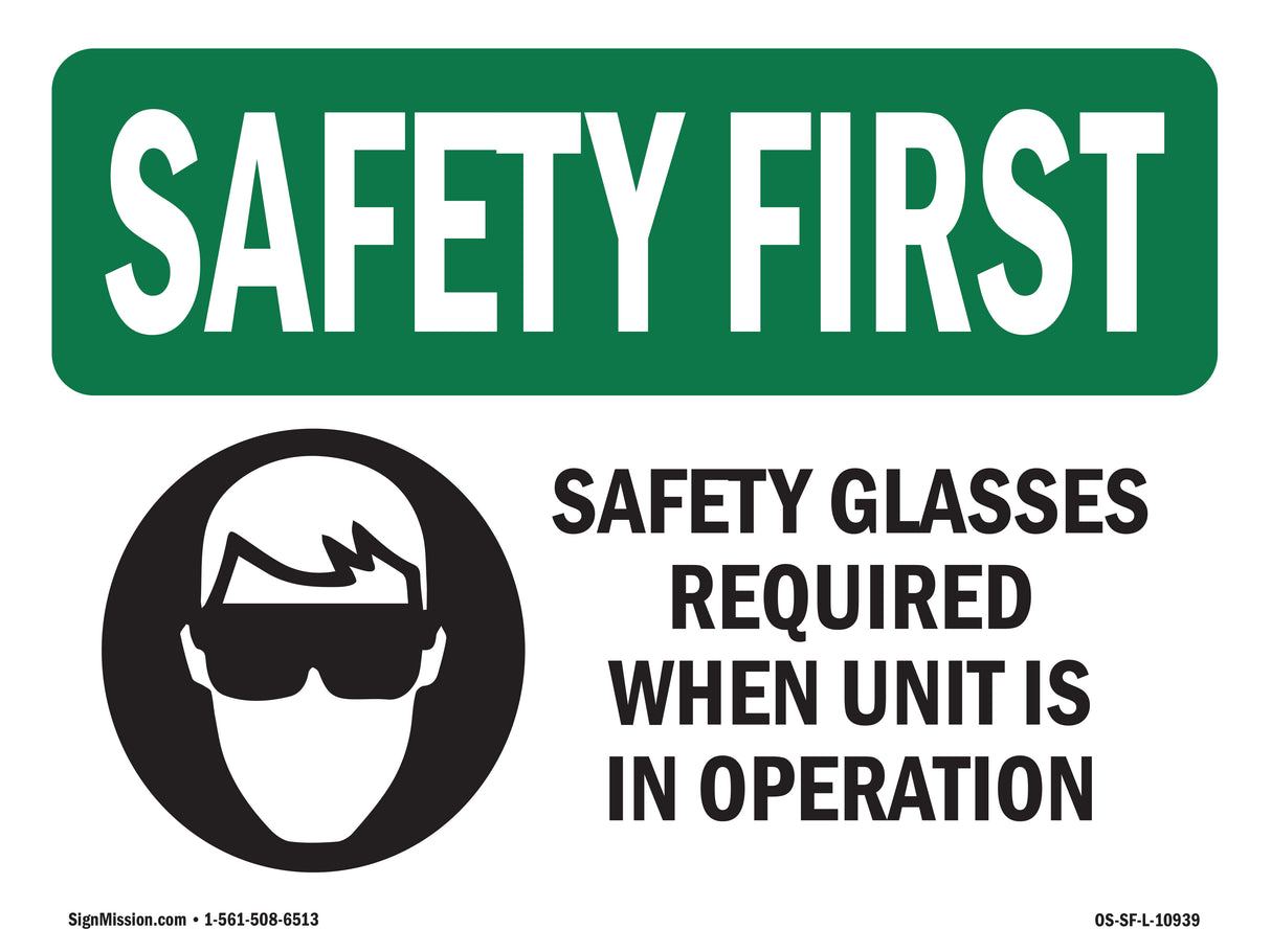 Safety Glasses Required When With Symbol