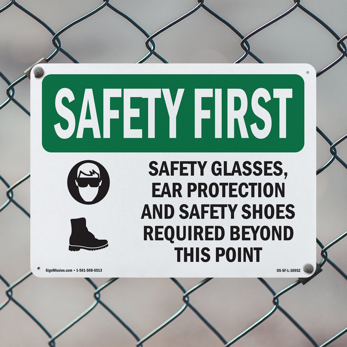 Safety Glasses, Ear Protection With Symbol