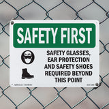 Safety Glasses, Ear Protection With Symbol