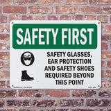 Safety Glasses, Ear Protection With Symbol