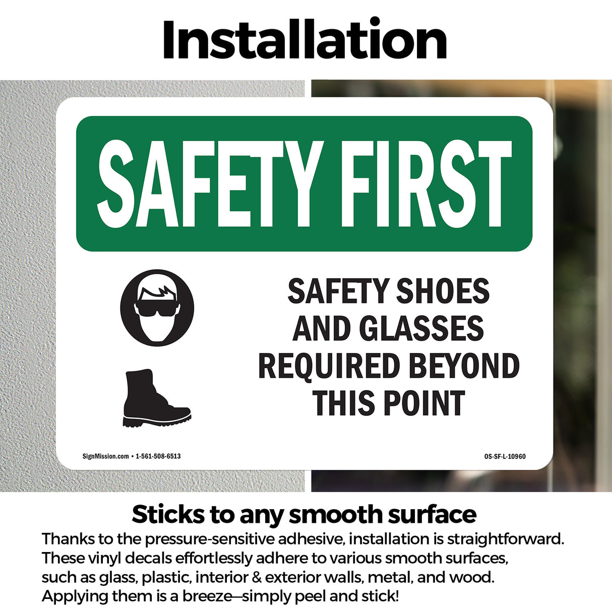 Safety Shoes And Glasses Required With Symbol