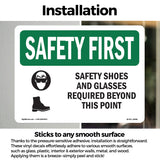 Safety Shoes And Glasses Required With Symbol