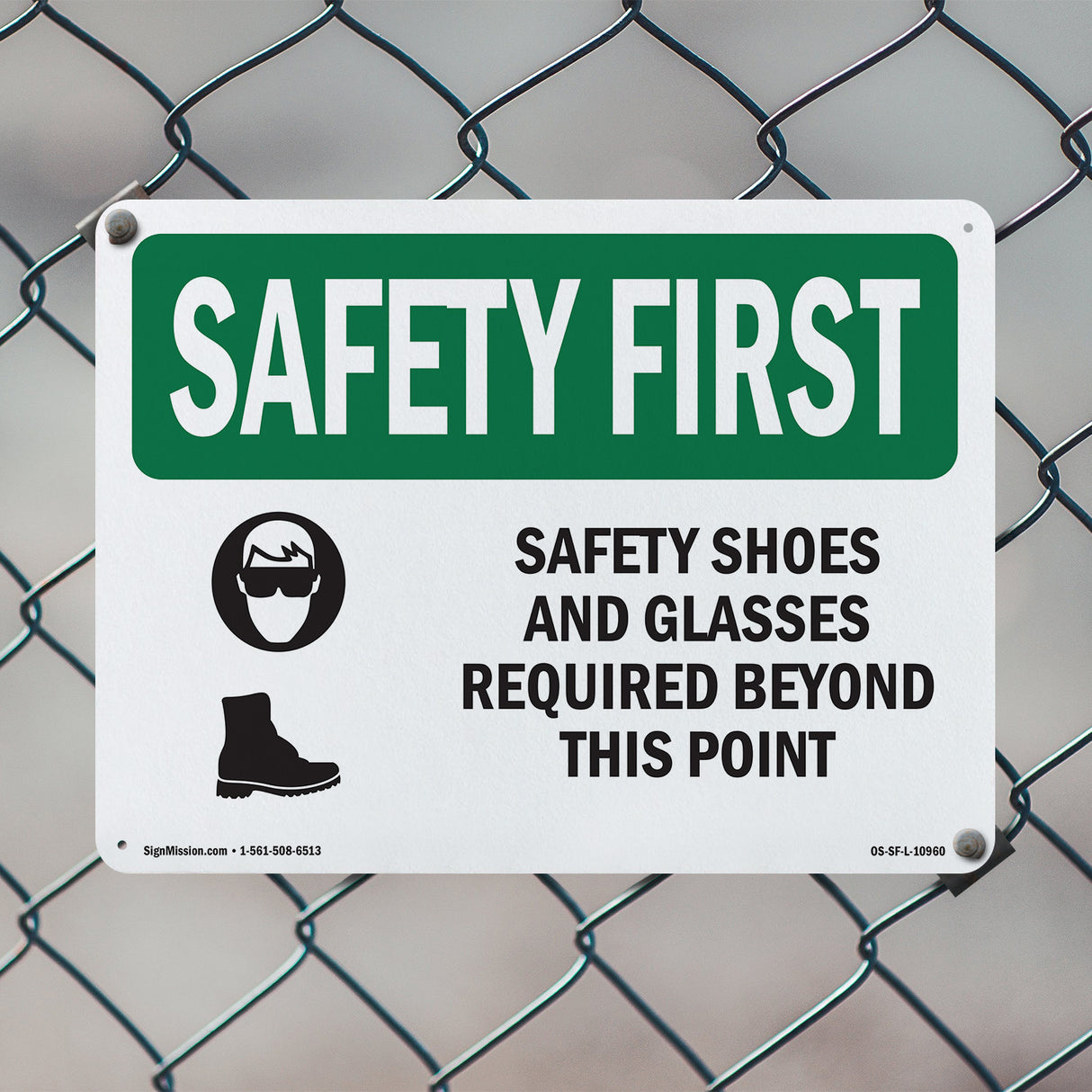 Safety Shoes And Glasses Required With Symbol