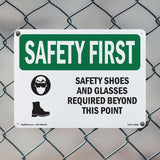 Safety Shoes And Glasses Required With Symbol