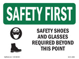 Safety Shoes And Glasses Required With Symbol