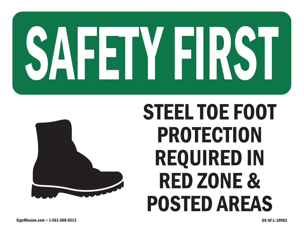 Steel Toe Foot Protection Required With Symbol