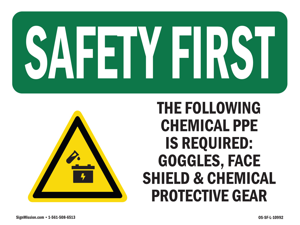 The Following Chemical PPE Required-With Symbol