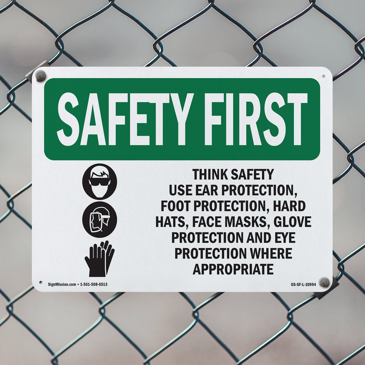 Think Safety Use Ear Protection, With Symbol