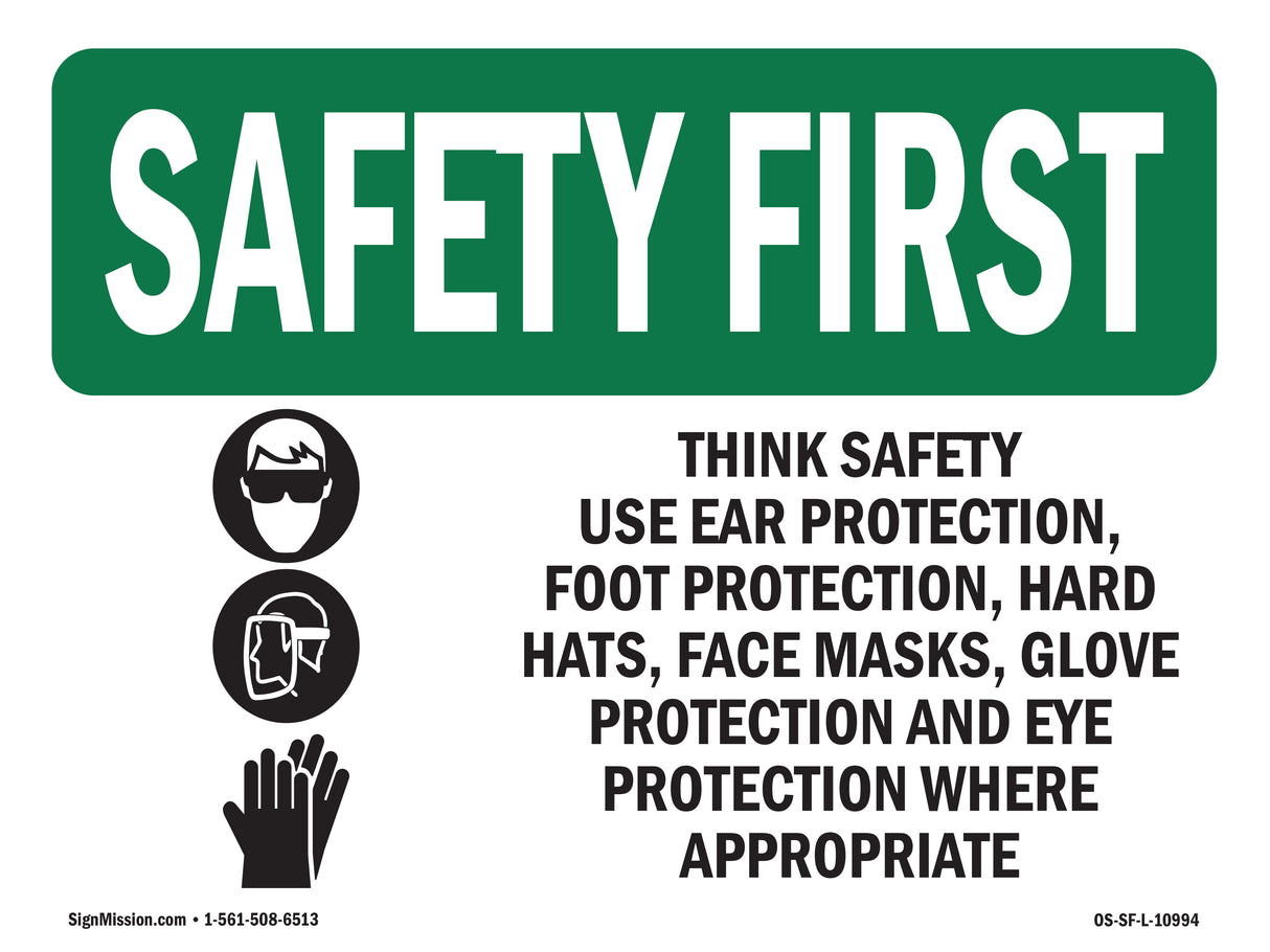 Think Safety Use Ear Protection, With Symbol