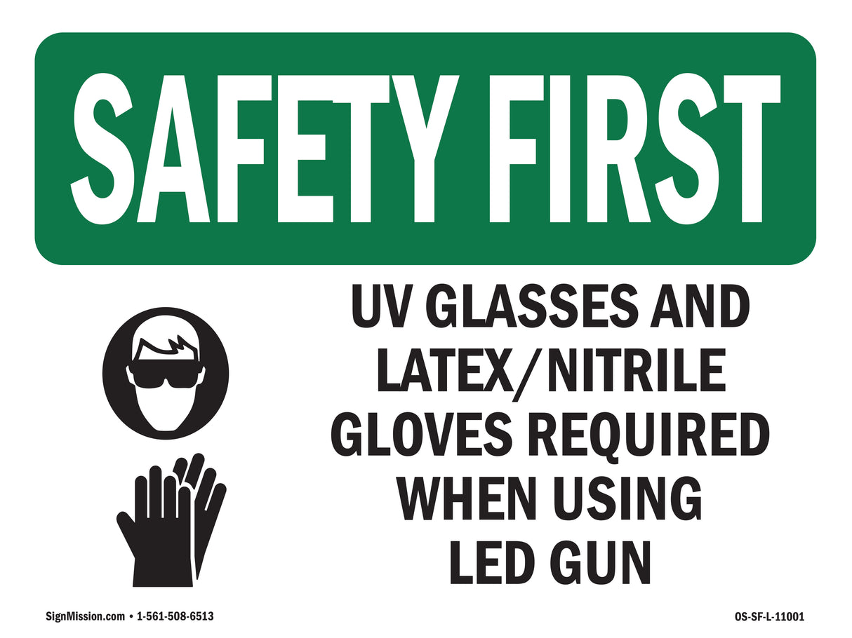 UV Glasses And Latex Nitrile With Symbol