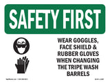 Wear Goggles, Face Shield & With Symbol