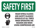 Wear Nitrile Gloves And Safety With Symbol