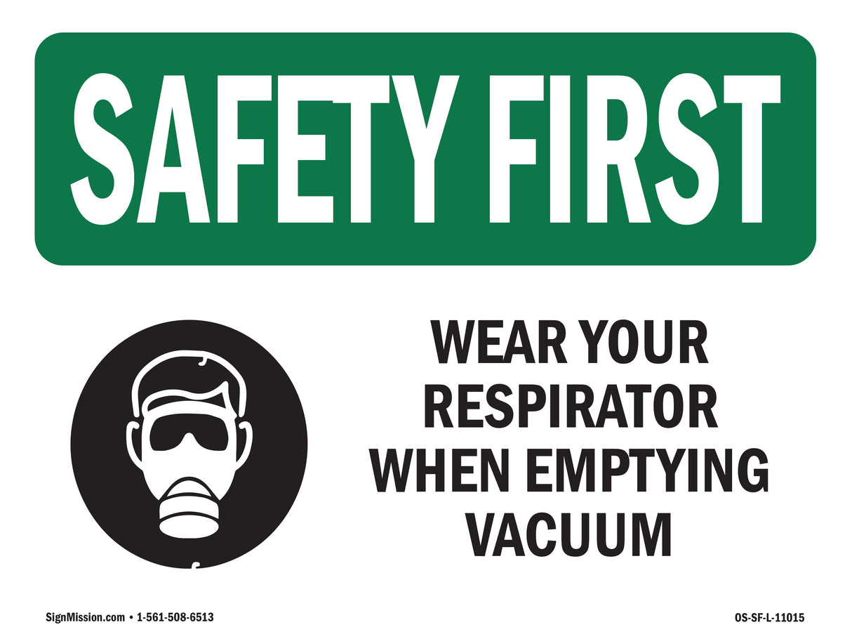 Wear Your Respirator When Emptying With Symbol