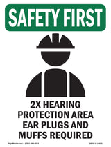 2X Hearing Protection Area Ear With Symbol