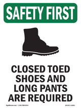 Closed Toed Shoes And Long Pants With Symbol