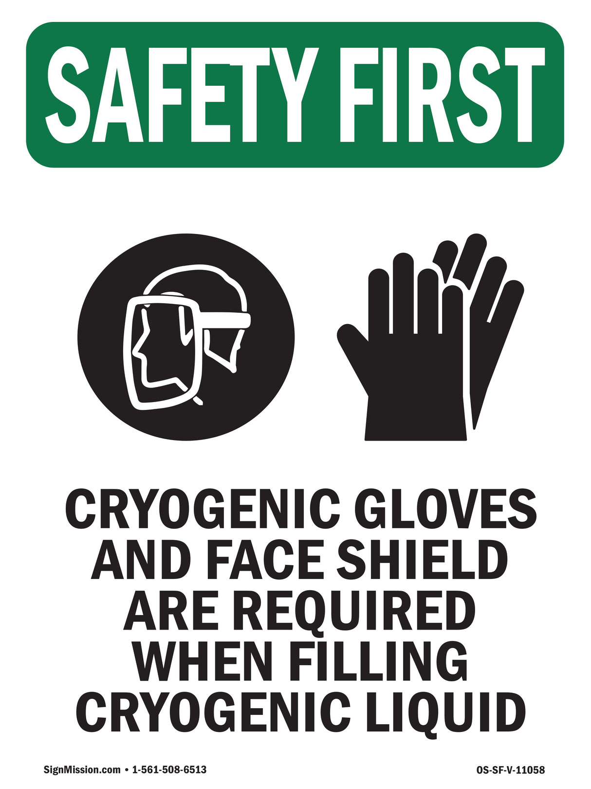 Cryogenic Gloves And Face Shield With Symbol