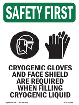 Cryogenic Gloves And Face Shield With Symbol
