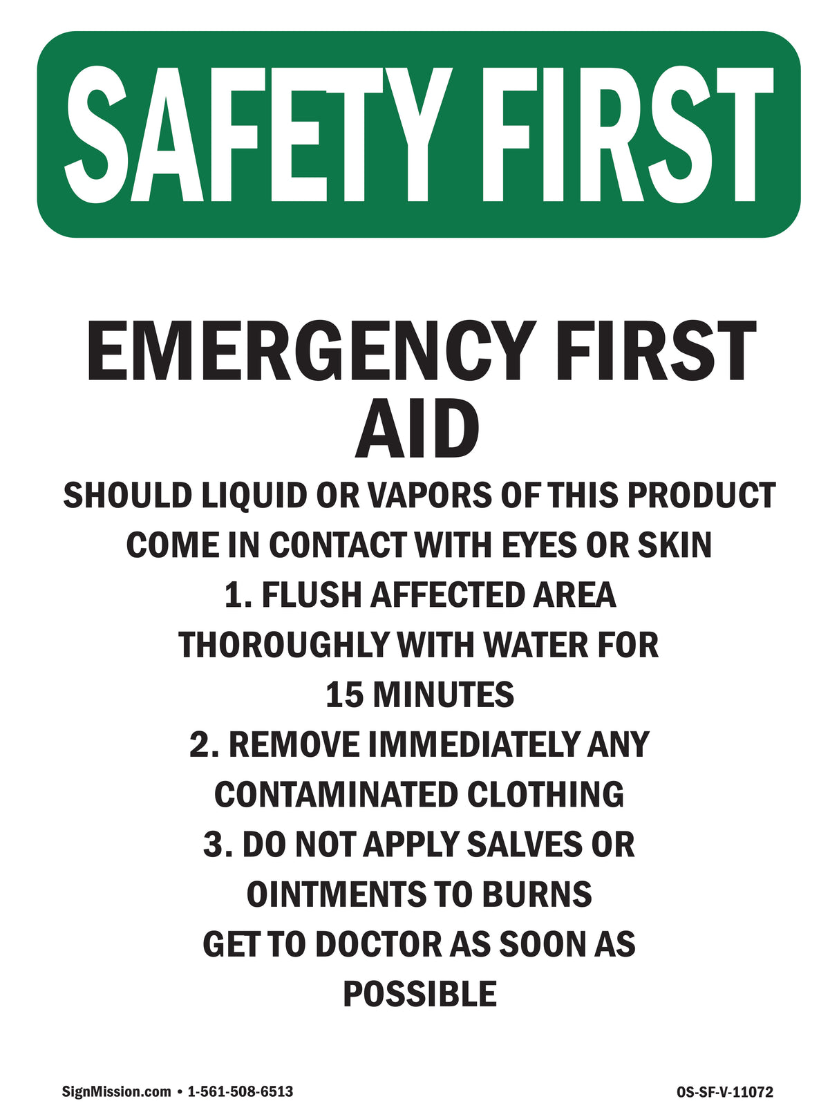 Emergency First Aid Should Liquid Or Vapors