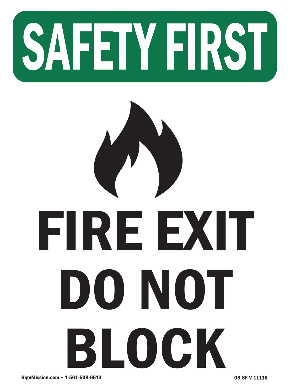 Fire Exit Do Not Block With Symbol