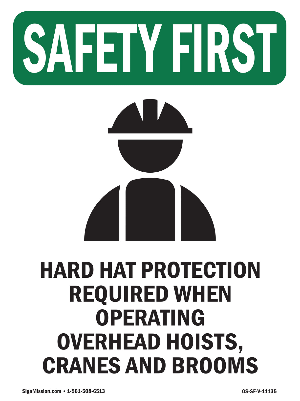 Hard Hat Protection Required With Symbol