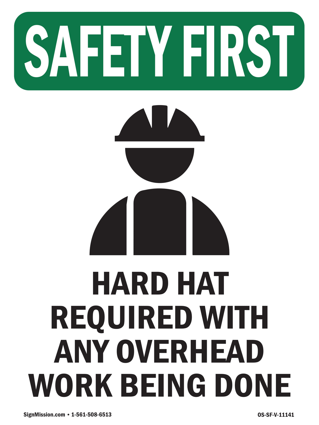 Hard Hat Required With Any Overhead With Symbol