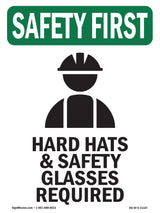 Hard Hats & Safety Glasses Required With Symbol